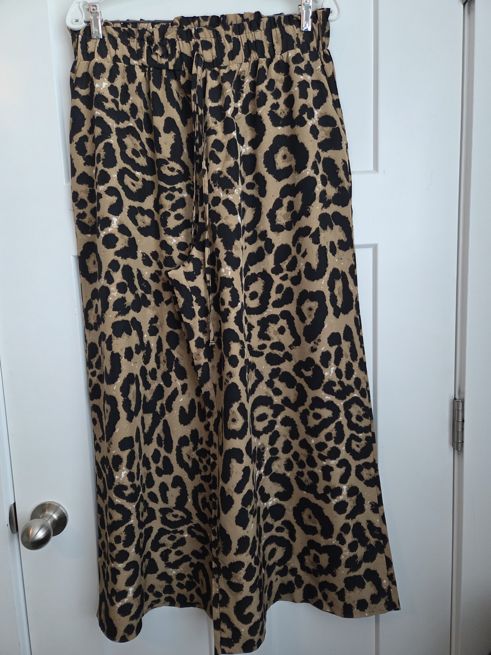 0080.  Leopard Print Pallazo Pants in Tan and Black